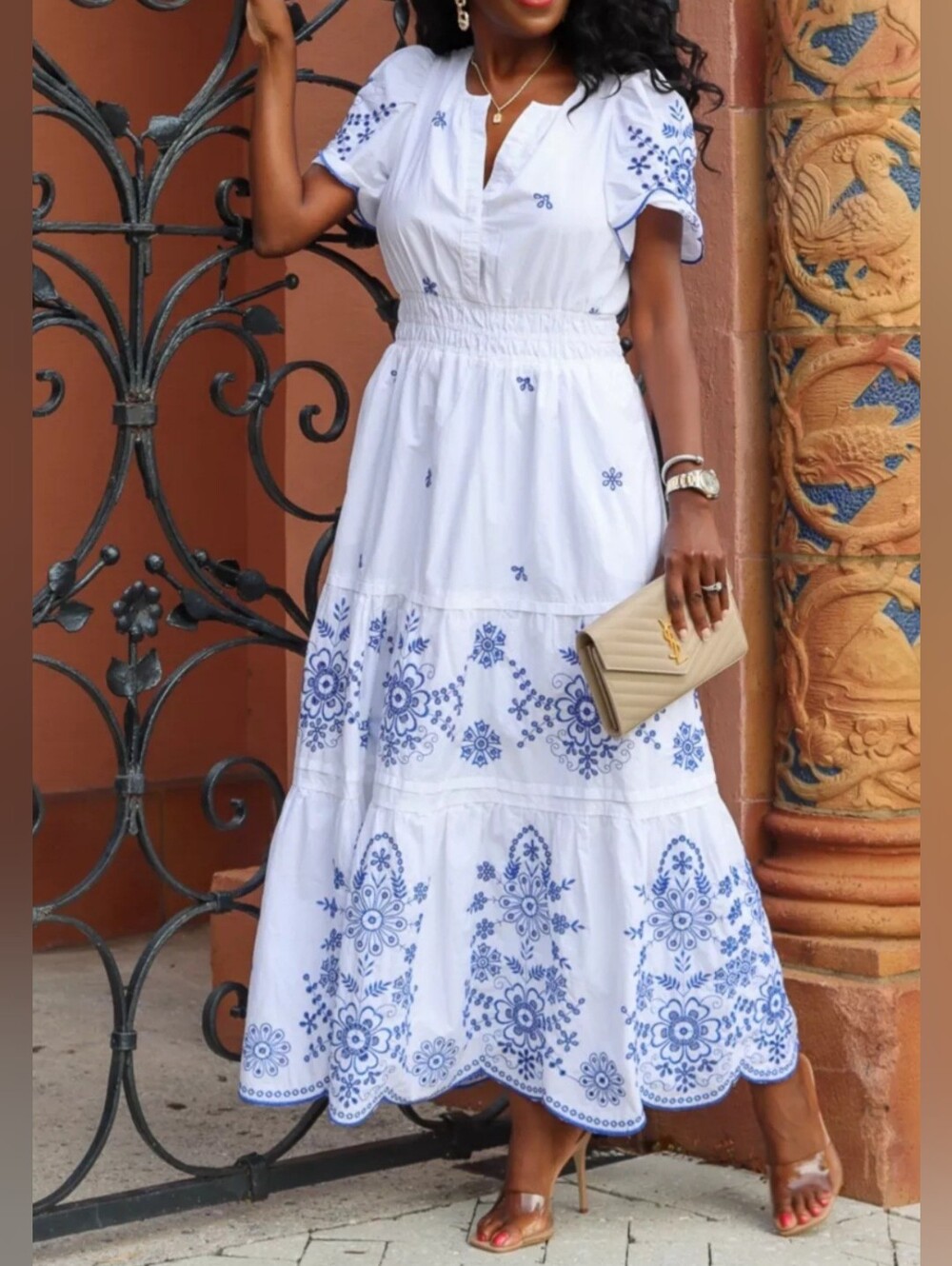 Anthropologie Embroidered Midi Dress